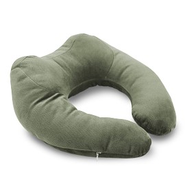 Carcharodon Neck Pillow with Hood - Neck Pillow Hoodie - Extremely Cosy Travel Pillow with Darkening Effect - for Adults and Children (Olive Green)