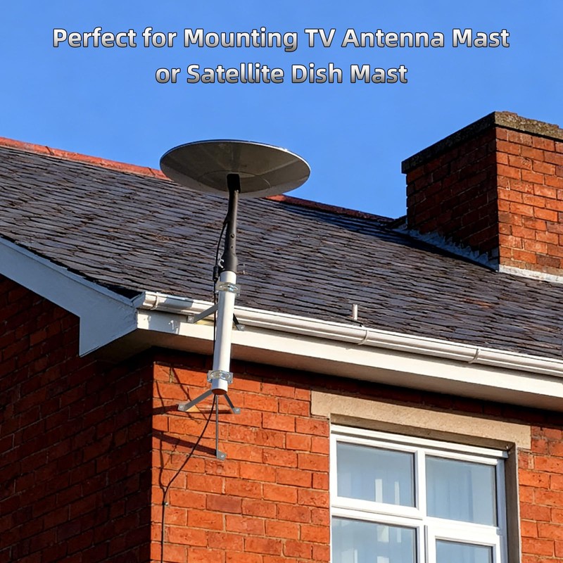 12" Heavy-Duty Antenna Mast, Antenna Wall Mount, Windproof Antenna Mounting