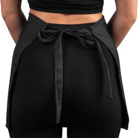 Jazooli Waist Apron, Plain Fabric Short Unisex Cooking Catering Work Bistro Cafe Bar Apron Waitress Tabard with Twin Double Front Pockets, Adults One Size Fits All, Black