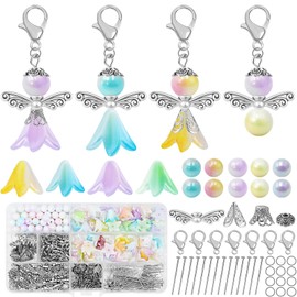 Annickee 55 Sets Guardian Angel Pendant Make Yourself, Make Your Own Key Chain, Pearl Angel Pendant, Angel Craft Set for DIY Wedding Gifts, Christmas Gift