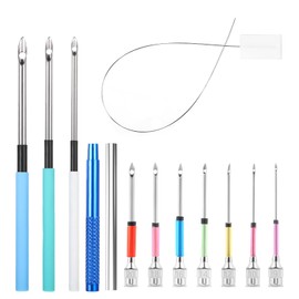 AOZUO 13 Piece Punch Needle Set, 10 Sizes Punch Needle Set, Embroidery Starter Kit, Punch Needle Kit, Punch Needle Threader, Embroidery Set, Punch Needle Set for DIY Embroidery Thread, Cross Stitch