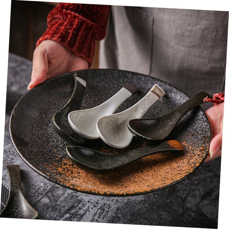 BIUDECO 3pcs Japanese Style Ceramic Serving Spoon Kitchen Tool for