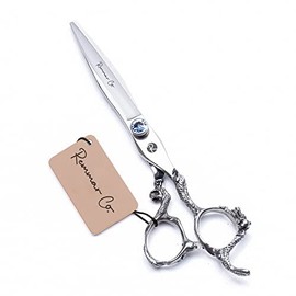 1 Tijeras de Peluqueria, Mango Dragon, Tijeras para Cortar Cabello Profesional, Filo Dulce, 1 Tijera Barbero o Estilista 7 Pulgadas. Acero Japonés 440C. (Plata) (7 Pulgadas)
