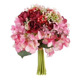 Simulation Wedding Bouquet Beautiful Bridal Holding Flower Wedding DecorationWine Red