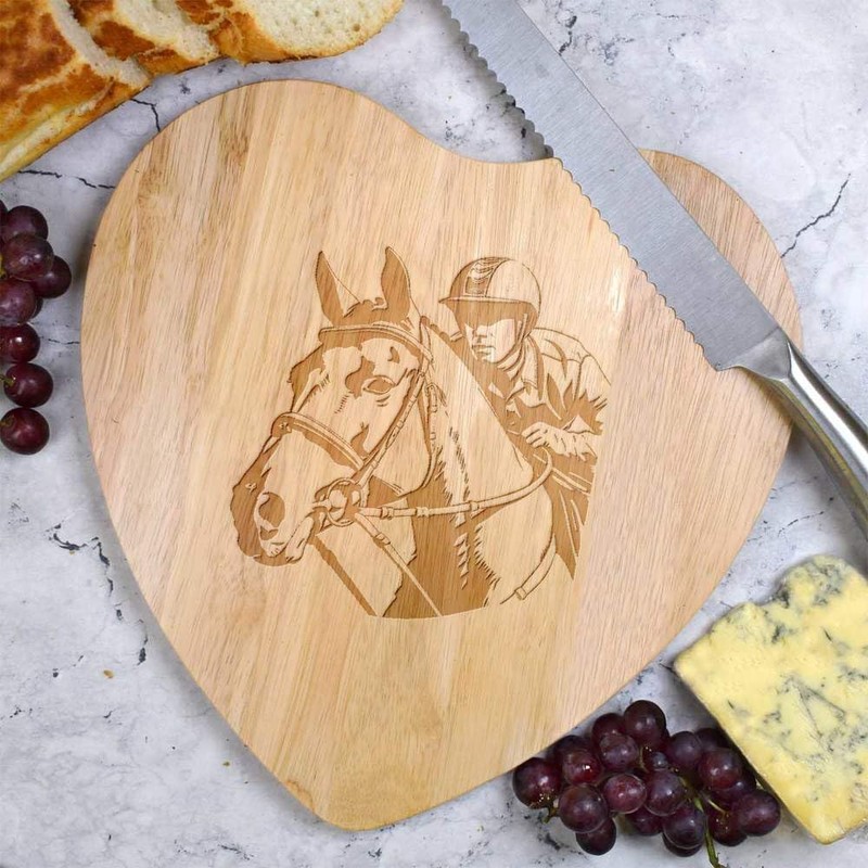 'Horse Rider' Wooden Heart Shaped Chopping/Cutting Board (WB00081072)