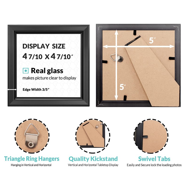LaVie Home 5x5 Picture Frames (12 Pack, Black) Simple Designed