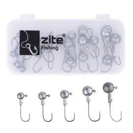 Zite Fishing Jig Heads Set - 24 Pieces High Quality Light Jig Hooks 3.5g/5g/7g/10g/14g in Sorting Box - Jig Heads Size 2, 1, 1/0, 2/0, 3/0 for Rubber Fish & Rubber Bait Perch, Zander Fishing