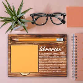 Thank You Appreciation Gift for Librarian, Inspirational Desk Sign for Librarian Library Workers Book Lovers, Appreciation Gift for School or Public Librarians Self-Stick Note Pad Holders-LBB97