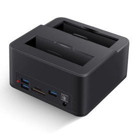 Docking Station for 2 Hard Drives USB 3.0 with Offline Cloning Function - Supports 2.5"/3.5" SATA HDD/SSD up to 2x16TB - Integrated SD/TF Card Reader - Plug & Play Tool-free Data Backup