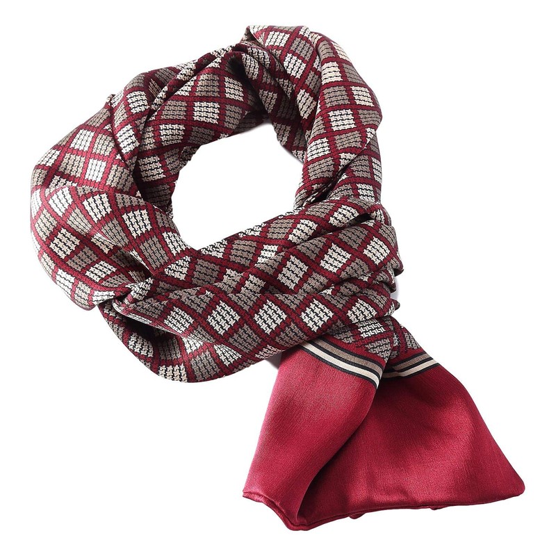 Long Charmeuse Satin Silk Scarf for Men, red