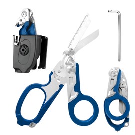 Ziyero Trauma Scissors Multitool Rescue Scissors with 6 Practical Functions Foldable Stainless Steel Scissors Pliers Ideal for Professional Use in Emergency Services or Everyday Tasks - Blue