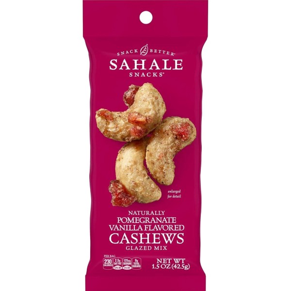 Sahale Snacks Pomegranate Vanilla Cashews, 1.5 oz Bags (18 Packs)