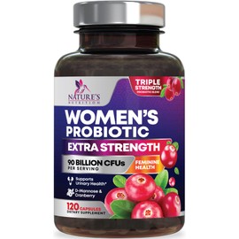 Nature's Nutrition Daily Probiotics for Women - PH Balance, Digestive, UT, & Feminine Health Support, 90 Billion CFU Vaginal Probiotics with Prebiotics, 16 Strains with Cranberry, Pro Biotics for Women, 120 Capsules