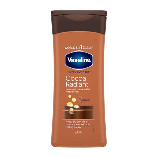 Vaseline Intensive Care Body Lotion - Cocoa Radiant - Aid for Dry Skin - Pack of 3 (3 x 200 ml)