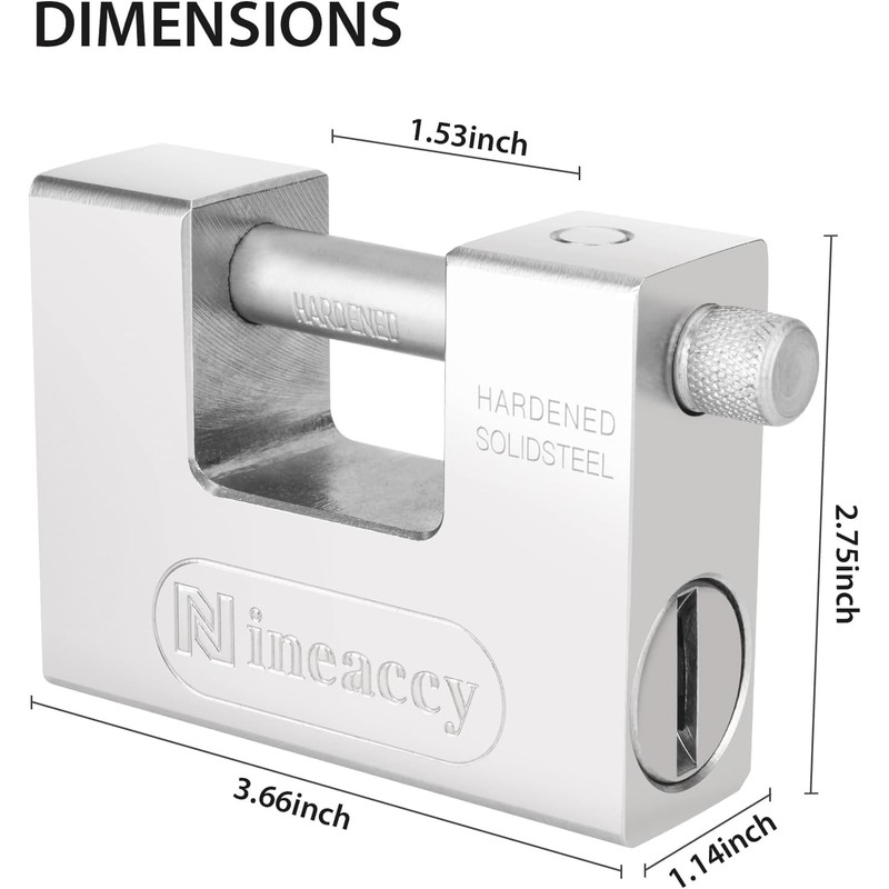 Nineaccy 5 Keys Super Heavy Duty Padlock Lock for Garage