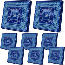 Newwiee 8 Pcs Patio Stretch Sofa Cushion Cover Knitting Vision Outdoor Cushion Covers Replacement Patio Furniture Cushions Couch Slipcovers Chair Seat Cover Washable Protector (Navy Blue)