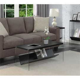 Convenience Concepts SoHo Coffee Table with Shelf in Black Wood Finish