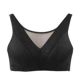 Polreta Mastectomy Bra with Pockets for Breast Prosthesis Women Everyday Bra, Black2, 36C