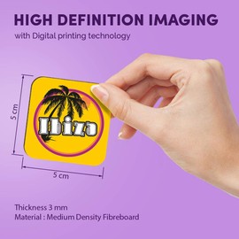 1 x Square MDF Fridge Magnet - Ibiza Sunset Travel Holiday Stamp 7120