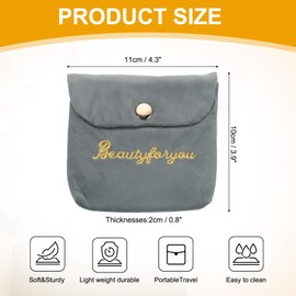 sourcing map Velvet Jewelry Pouches with Snap Button, Soft Jewelry Pouches Storage Bags Small Velvet Gift Bags for Rings Necklace Bracelet, Gray