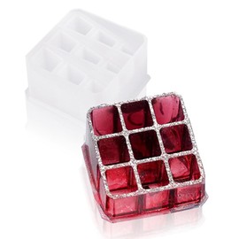 BIGEBO Lipstick Holder Silicone Mold, 1 Pcs Multi-Slot Desk Organizers Mold DIY Epoxy Resin Casting Silicone Mold for Lipsticks, Pens Markers Storage