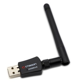 Octagon WL618 Optima WLAN 600 Mbit/s +2dBi Antenne USB 2.0 Adapter mit 2.4 & 5G DUAL Band, VU+, Gigablue, Protek und weitere Sat-Receiver mit Linux E2 OS und Computer, schwarz