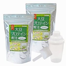 Kenbi Mirai Japanese Soy Protein Green Juice with Barley Wakaba Powder, 10.6 oz (300 g), Placenta, Collagen, Hyaluronic Acid, 2 Bags (Shaker and Spoon) Protein Powder, Health Maintenance
