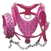 Serijoars Leather Spiked Dog Harness and Collar Set - Suitable