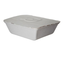 Eco-Products Folia Renewable & Compostable Sugarcane One-Piece Takeout Food Containers, 58-Ounce, Case of 150 (EP-FSC58), White