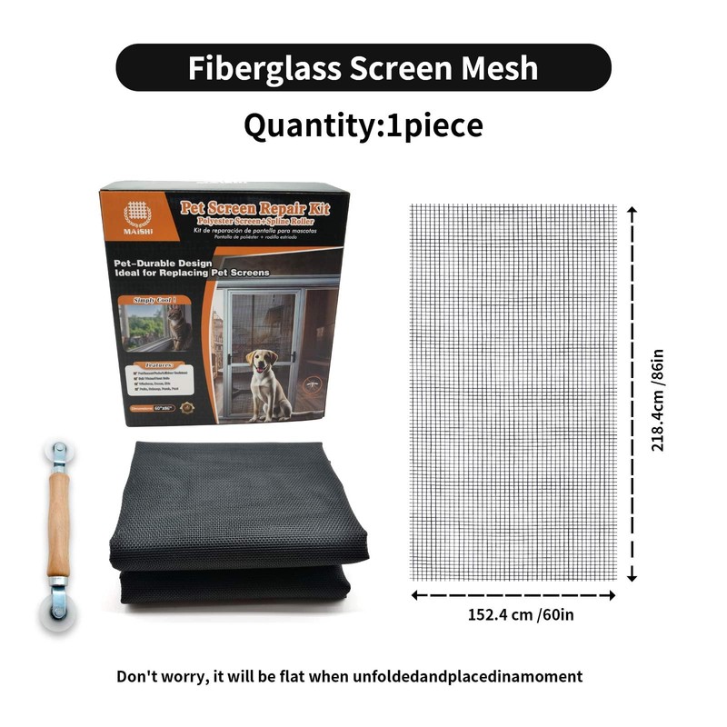 MAISHI 60" x 86" Pet Screen Mesh Roll, 14x14 Polyester