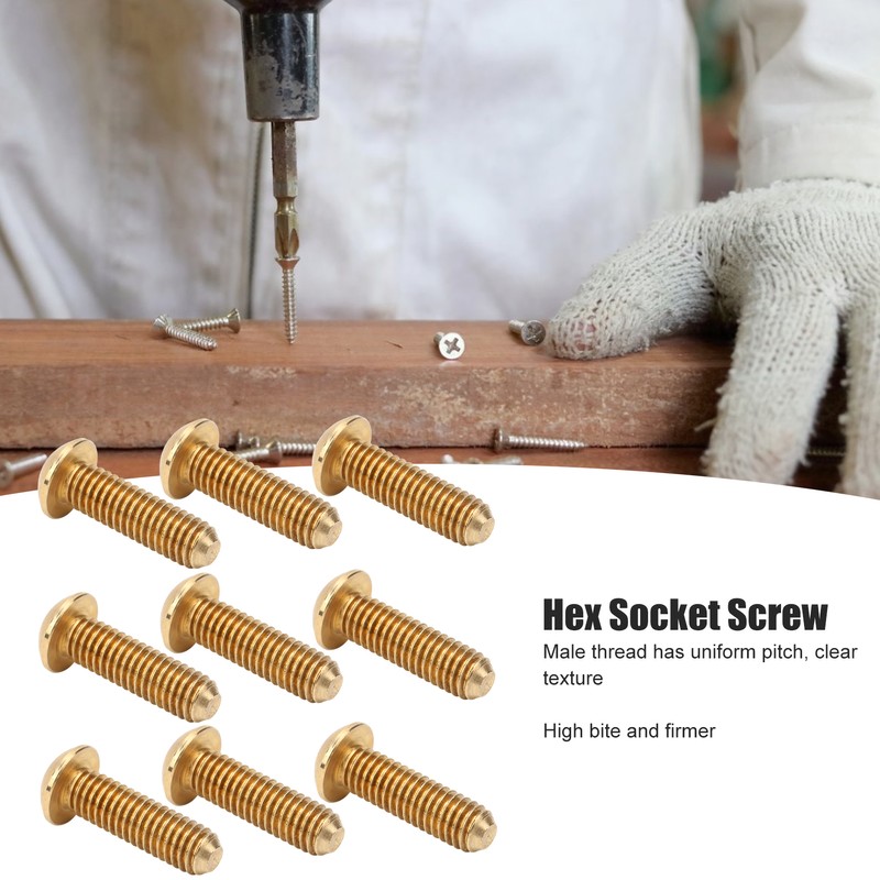 50Pcs Round Hex Socket Screw Copper Fastener Hardware Tools Industrial