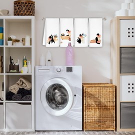 Jvpke Coquette Bow Black Cat Hand Towels Set of 4, Cat Lover Mom Lady Gifts, Cute Black Kitty Kitten Hand Towels for Bathroom, 16x24 Inch