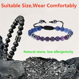 Glame Anti Alcohol Bracelet for Men Women Stop Drinking Alcohol Manifestation Bracelet Set Reduce the Urge to Drink Cravings Bracelets Elegant Healing Calming Anxiety Stress Relief Gifts for Women Men (White)