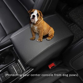 INTGET for 2025 Ford Explorer Accessories Center Console Cover for Ford Explorer 2020 2021 2022 2023 2024 2025 Leather Car Middle Armrest Arm Rest Lid Dog Seat Cover Protector(Carbon Fiber Leather)