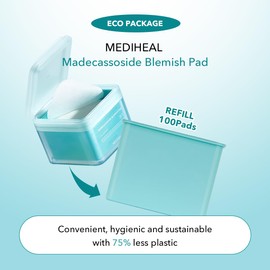 (Only Refill) MEDIHEAL Madecassoside Blemish Pad -Square Cotton Facial Toner Pads with Centella Asiatica&Madecassoside – Anti Blemish Face Pads to Improve Uneven Skin Tone - Vegan Gauze Pads,100 Pads