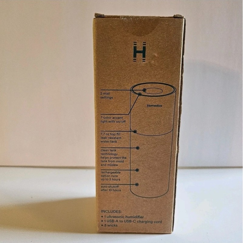 Homedics Breathe Better Portable Ultrasonic Humidifier air Navy USB charge