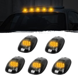 Gonice Amber 12 LED Cab Lights - 5PCS Smoked Roof Running Top Marker Light for Dodge Ram 1500/2500/3500/4500/5500 Pickup Trucks 2003-2018