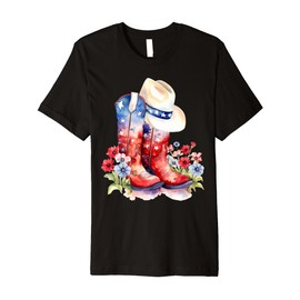 American Boots and USA Hat Design Premium T-Shirt