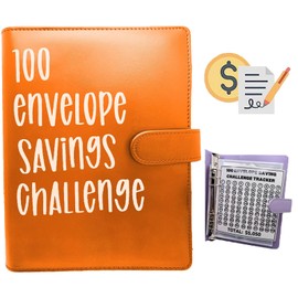 100 carpetas de desafíos de sobre, hojas de desafíos de ahorro, manera fácil y divertida de ahorrar $5.050, carpeta de presupuesto con sobres de efectivo, carpeta de desafíos de ahorro, libro de
