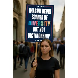 Imagine Being Scared of Diversity But Not Dictatorship Protest Sign, Anti-Trump Political Activist Rally Sign, Resist Fascism Protest Poster