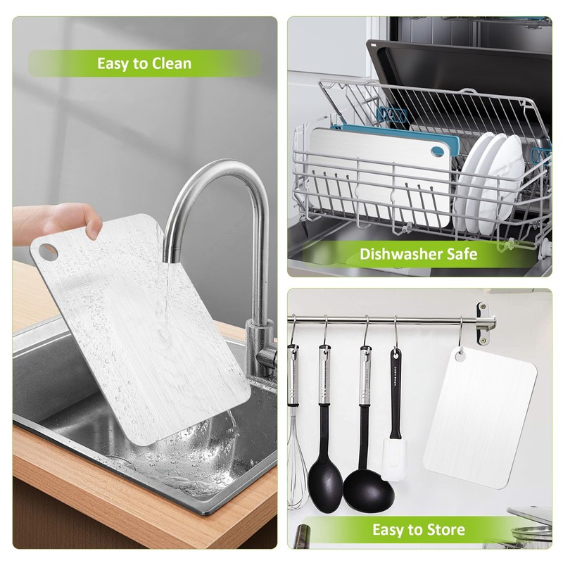 Rexspt 100% Pure Titanium Cutting Boards for Kitchen, Double-Sided Food-Grade