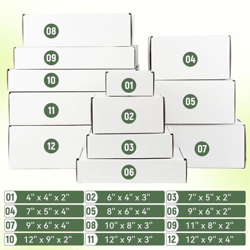 9"x6"x2" Shipping Boxes Set of 2, White Corrugated Cardboard Box