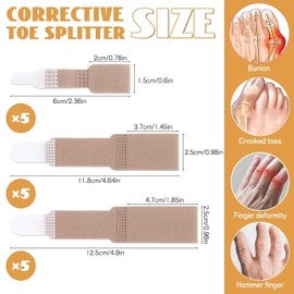 15Pcs Cushioned Bandages Hammer Toe Separator Splints,Toe Splint Wraps Non Slip Hammer Toe Straightener,Cushioned Bandage Hammer,Broken Toe Wraps Cushioned Bandages Hammer Toe Separator Splint,3 Sizes