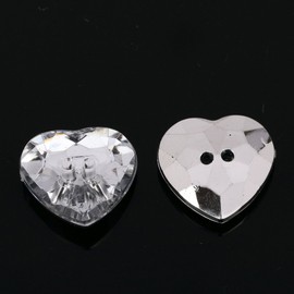 CraftbuddyUS AB5 23mmx20pcs Sew on Diamante Heart Buttons Sparkle Acrylic Crystal Rhinestone