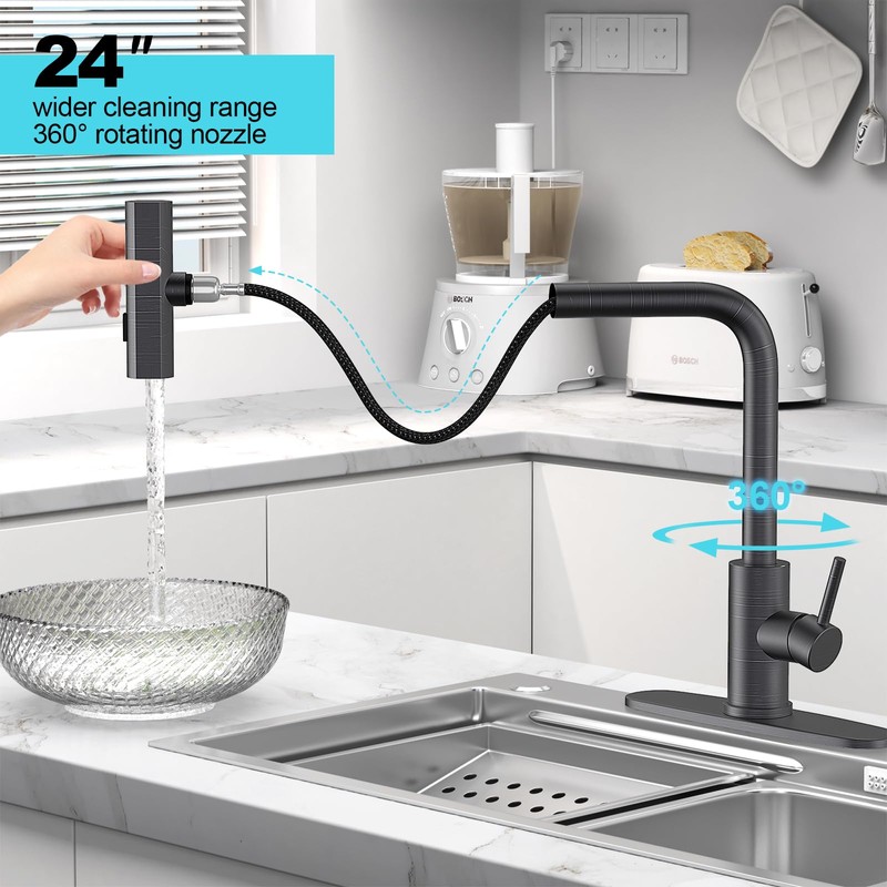 AVSIILE Single Hole Kitchen Faucets with Pull Down Sprayer, Single
