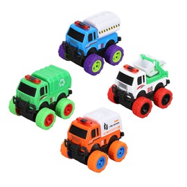 Pull Back City Cars Alloy Cartoon Q Version Sanitation Truck Car Model for Boys Age 3 and UP