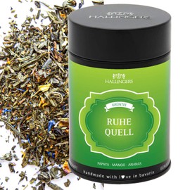 Hallingers Ruhequell - Loose Green Tea with Papaya, Mango & Pineapple (Tin) - Advent Calendar Novelties & Advent Calendar Fill | Birthday Congratulations Recovery Anniversary Friendship