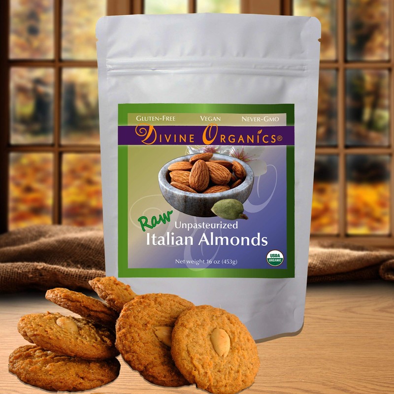 Raw Italian Almonds Divine Organics 16 oz 453 grams (16