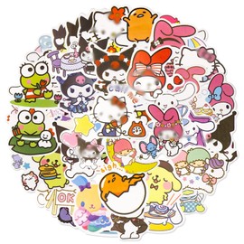 San-Rio Stickers for Kids, 50Pcs Cute Stickers for Girls, Kawaii Stickers for Children Party Bags Filler, Waterproof Vinyl Stickers for Laptop, Skateboard, Scrapbooking, Bedrooms