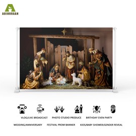 Aoihrraan 2,7x1,8m Nativity Scene Backdrop Birth of Jesus Sheep Religious Belief Shepherd Sculpture Photography Background Church Bible Story Belief Christian Believer Portrait Photo Studio Props